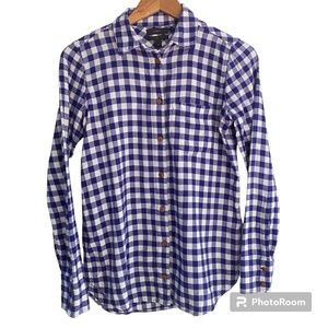 J. Crew Boy Shirt Size 0 Cotton Flannel Blue Check Button Down